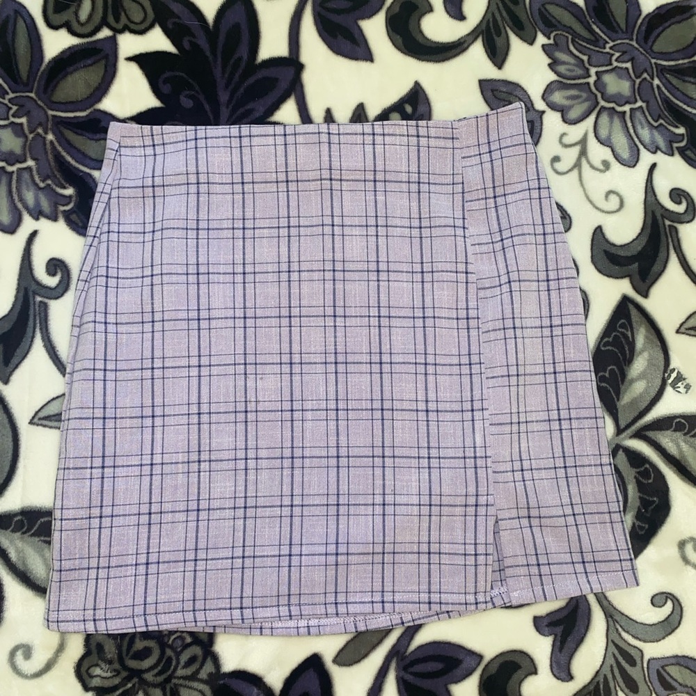 Purple and Dark Purple Checkered Skirt